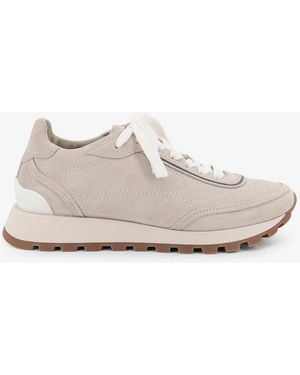 Brunello Cucinelli Suede Sneakers With Monili Embellishment - White