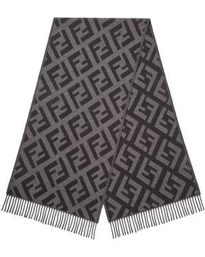 Fendi Ff Cashmere Scarf - Gray