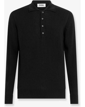 Alpha Studio Wool Polo Shirt - Black