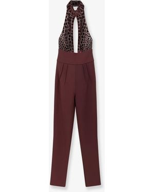 Elisabetta Franchi Satin Suit With Sewuins On The Top - Purple