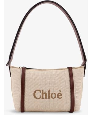 ショルダーバッグ・ポシェット Chloe Carry Canvas Shoulder Bag With Logo Embroidery Chloé Carry Canvas Shoulder Bag With Logo Embroidery | Lyst