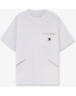SACAI X CARHARTT WIP Cotton T-Shirt With Frontal Logo Patch - White