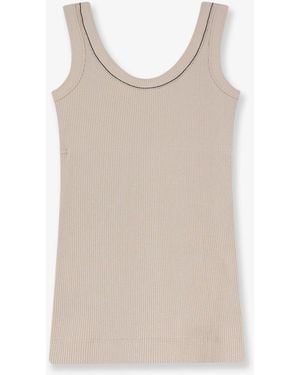Brunello Cucinelli Stretch Cotton Tank Top - Natural
