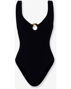 Hunza G Celine Crinkle Fabric One-Piece Swimsuit - Black