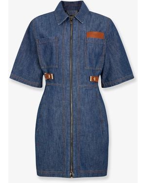 Fendi Chambray Denim Chemisier Dress - Blue