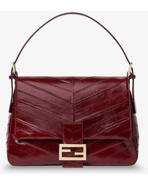 Fendi Flap 26325 Missina Leather Shoulder Bag - Red