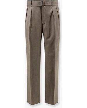 Tagliatore Nevil Virgin Wool Trousers With Belt - Grey