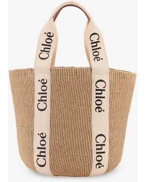 Chloé Woody Raffia Shoulder Bag - Natural