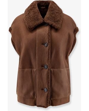 Brunello Cucinelli Shearling Sleeveless Jacket - Brown