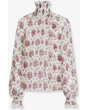 Dolce & Gabbana Chiffon Shirt With A Mazzolini Di Fiori - White