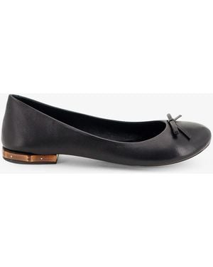 Gucci Leather And Bamboo Ballrinas - White