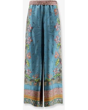 Pierre Louis Mascia Silk Trousers With Print - Blue