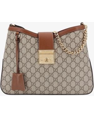 Gucci Padlock Supreme Gg Fabric And Leather Shoulder Bag - Grey