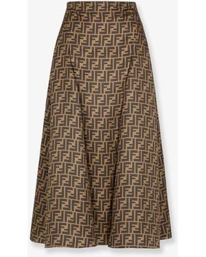 Fendi Ff Silk Skirt - Natural