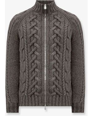 Brunello Cucinelli Cable Knit Cardigan With Zip - Grey