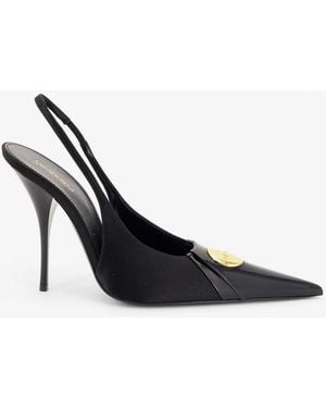 Saint Laurent Louis Patent Leather Pumps With Logo Tag - Black