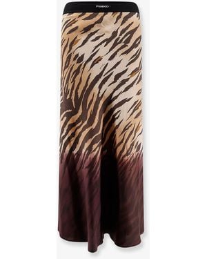 Pinko Viscose Skirt With Animal Print - Brown