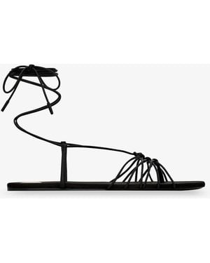 Saint Laurent Babylone Leather Sandals - White