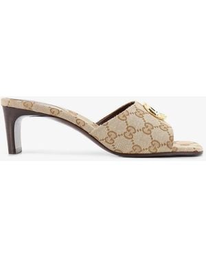 Gucci Gg 55Mm Heeled Sandals - Natural