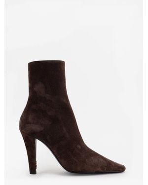Saint Laurent Jill 95 Suede Boots - Brown
