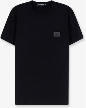 Dolce & Gabbana Cotton T-Shirt With Iconic Detail - Black