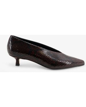 Aeyde Clara Leather Décollete With Python Motif - Brown