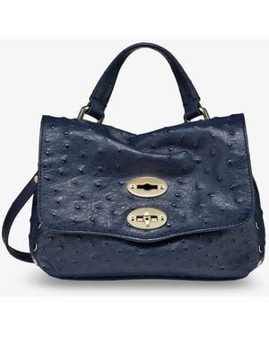 Zanellato Postina Cactus Leather Crossbody Bag - Blue