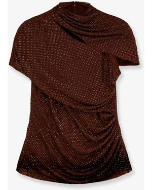 Self-Portrait All-Over Sequins Top - Brown