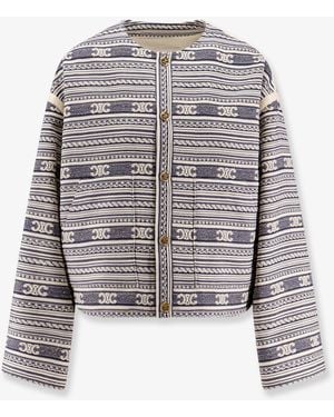 Celine Wool Blend Blazer With Triomphe Motif - Blue