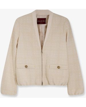 Gucci Checked Cotton Tweed Jacket - Natural