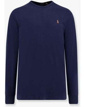 Polo Ralph Lauren Cotton T-Shirt With Logo Embroidery - Blue