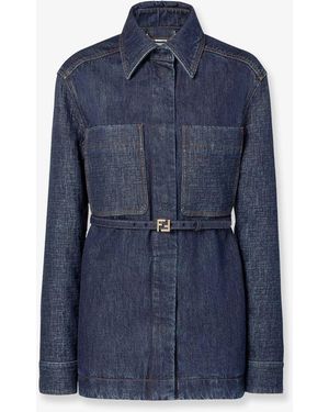 Fendi Ff Denim Jacket - Blue
