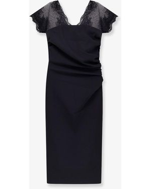 Chiara Boni Genic Satin Pencil Dress With Lace Insert - Blue
