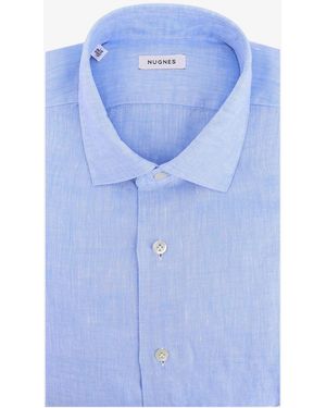 NUGNES 1920 Linen Shirt - Blue