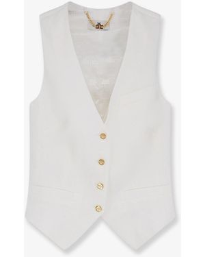 Elisabetta Franchi Double Vest Linen-Blend - White