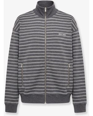 Miu Miu Striped Cotton Sweatshirt - Grey