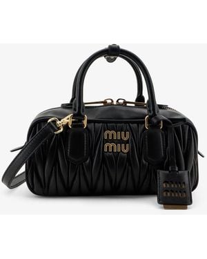 Miu Miu Arcadie Matelassé Leather Crossbody Bag - Black