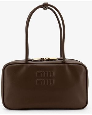 Miu Miu Beau Leather Handbag - Brown