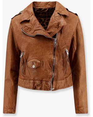 DFOUR® Natural Washed Leather Jacket - Brown