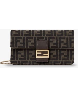 Fendi Wallet On Chain Tube Ff Zucca Fabric Crossbody Bag - White