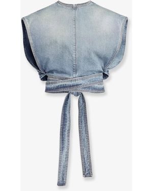 Alaïa Belted Denim Top - Blue