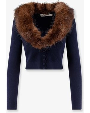 Self-Portrait Cardigan Con Profilo - Blu