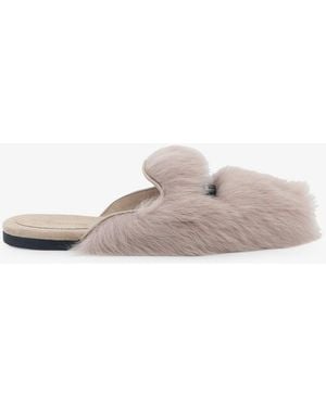 Dolce & Gabbana Sheepskin And Suede Sandals - Grey
