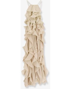 ACTUALEE Long Dress With Ruffles - White
