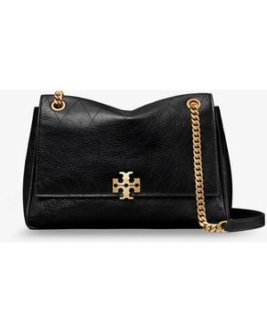 Tory Burch Charlie Leather Shoulder Bag - Black
