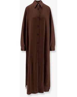 Hevò Arigliano Linen And Viscose Chemisier Dress - Brown
