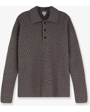 Bottega Veneta Wool Sweater With Intrecciato Motif - Gray