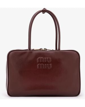 Miu Miu Beau Leather Handbag - Purple