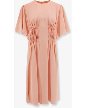 Chloé Silk Dress With Frontal Drapery - Pink
