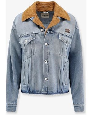 Miu Miu Denim Jacket With Suede Detail - Blue